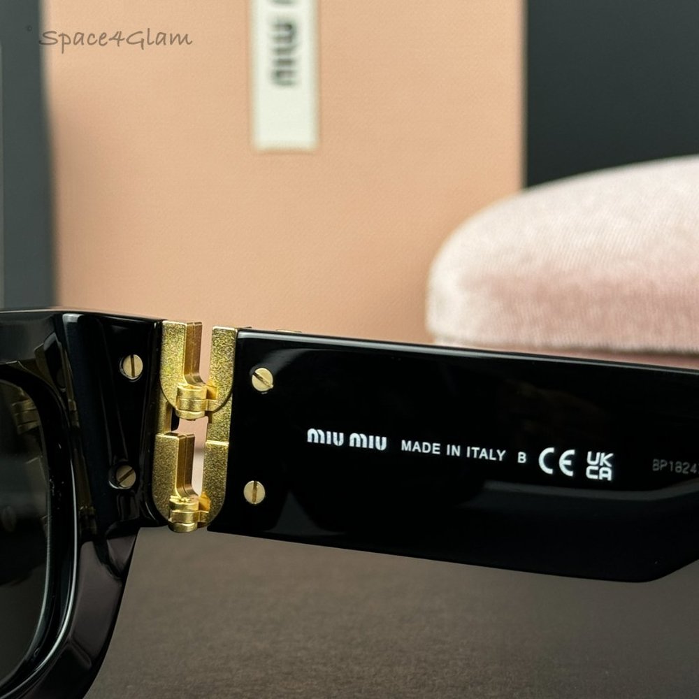 Miu Miu Women Sunglasses Black Grey Rectangle MU09WS GLIMPSE 1AB5S0 BRAND NEW - Picture 8 of 13